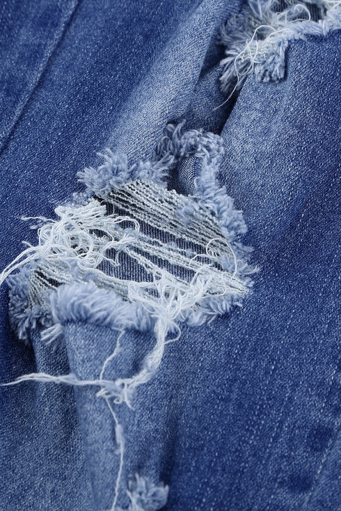 Pocketed Distressed Denim Jean
